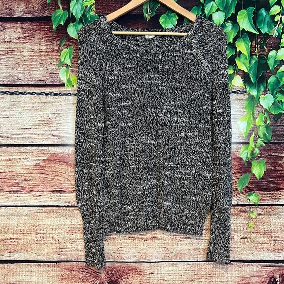 J.Crew Sweaters - J Crew Crewneck Sweater Womens Small Knit Long Sleeve Black Gray White Cotton